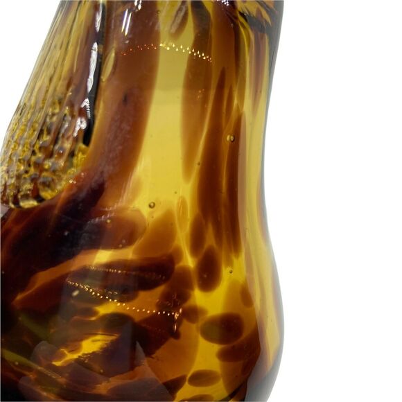 Art Glass Pear Fruit Vintage Brown Yellow Hand Blown Decorative Dark Academia - Picture 6 of 15